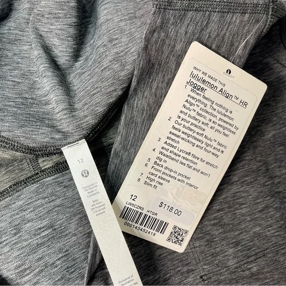 Lululemon Align High Rise Jogger Pants Heathered Graphite Grey 12 NWT - Picture 8 of 8